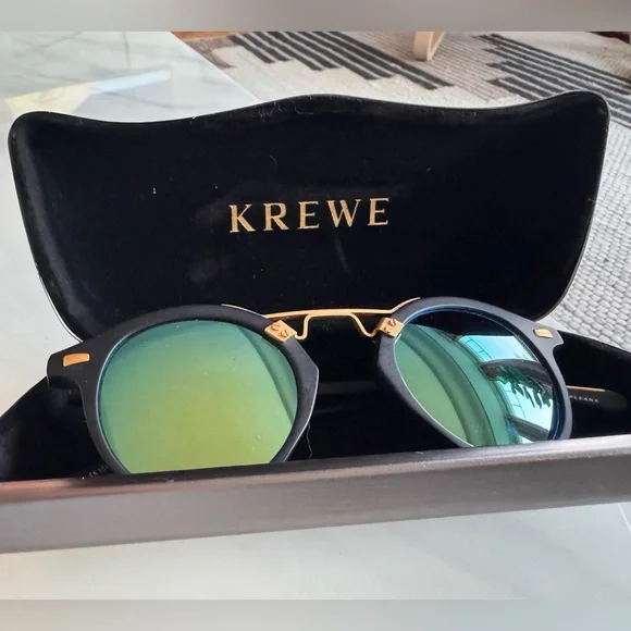 Krewe St. Louis Polarized Sunglasses, 46mm - Matte Black / Aqua - Picture 4 of 8
